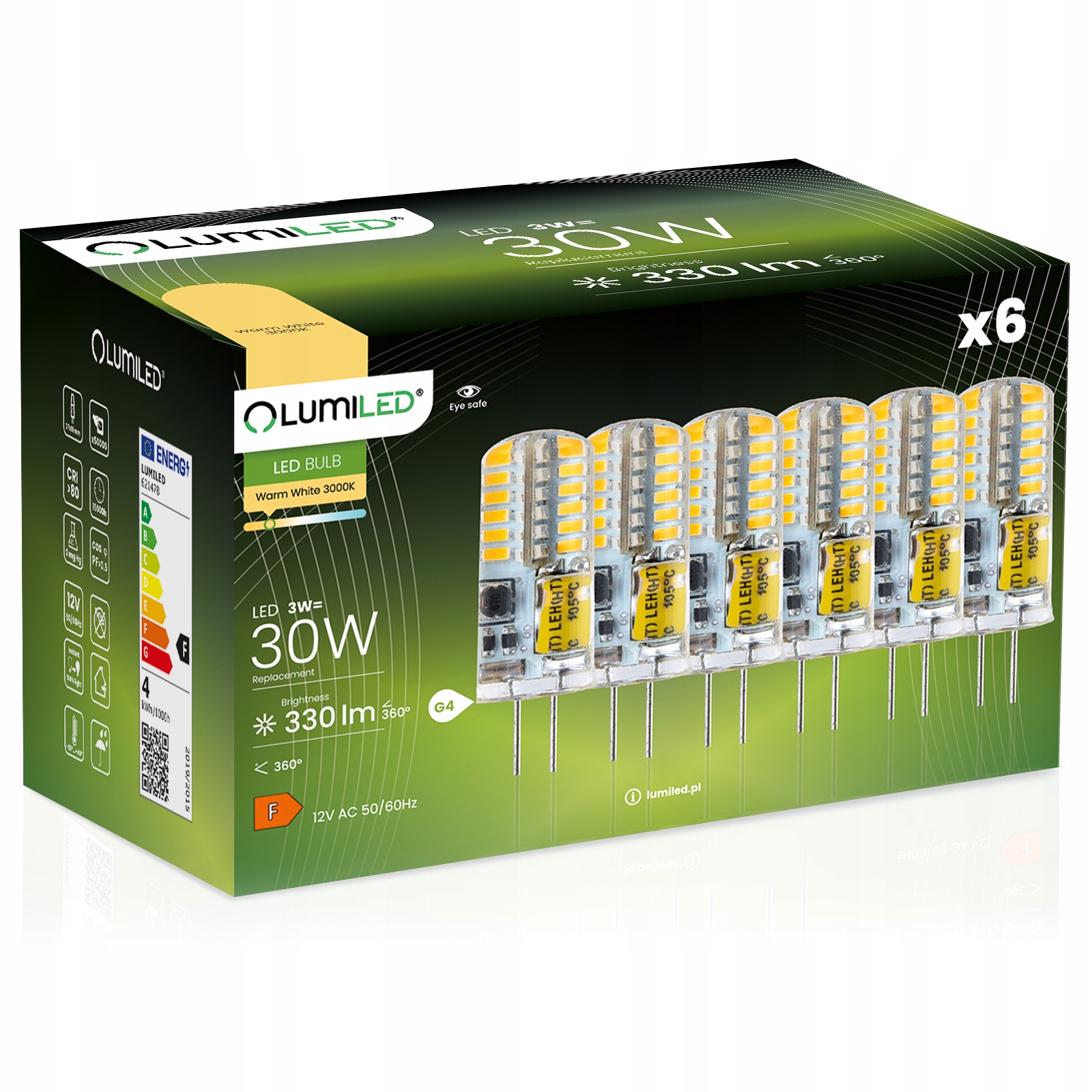 6x Żarówka Led Kapsułka Mini G4 4W 30W 3000K Ciepła Barwa 12V Lumiled