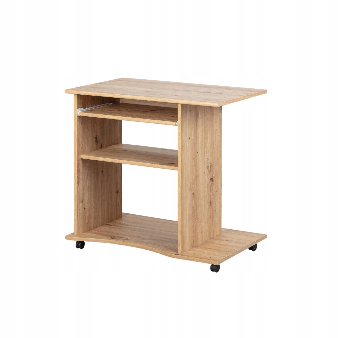 Addu biurko 1 półka na klawiaturę, 4 rolki, 1 schowek dekor dąb Artisan.