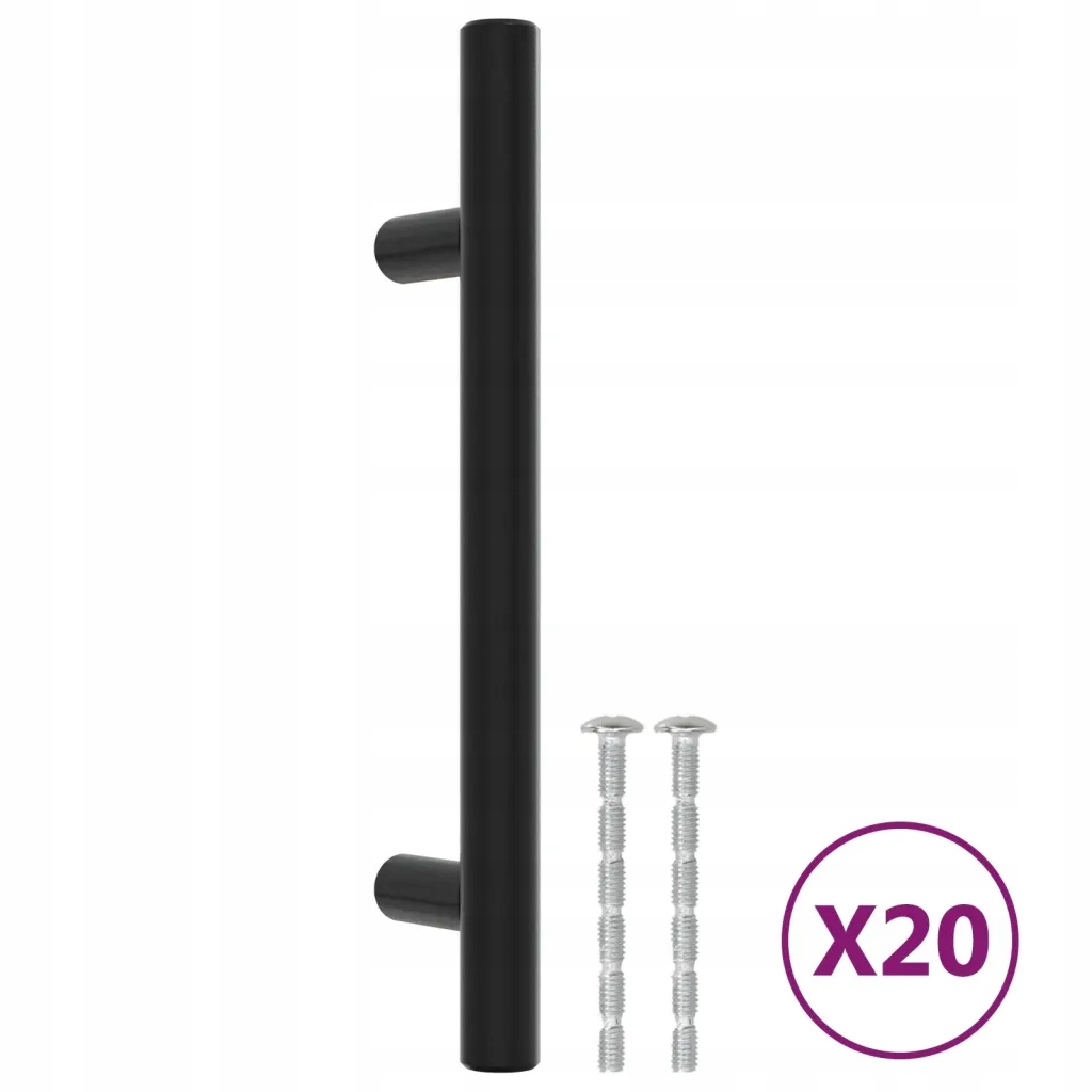 Uchwyty do szafek, 20 szt., czarne, 96 mm, stal ni
