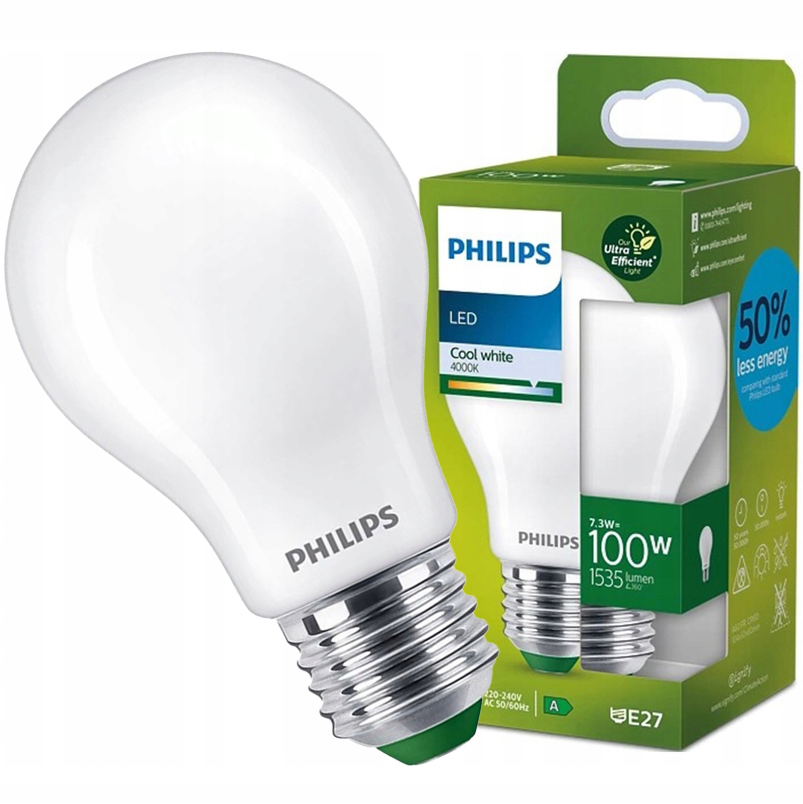 Żarówka Led E27 A60 7.3W 100W 1535lm 4000K Filament Ultra Philips