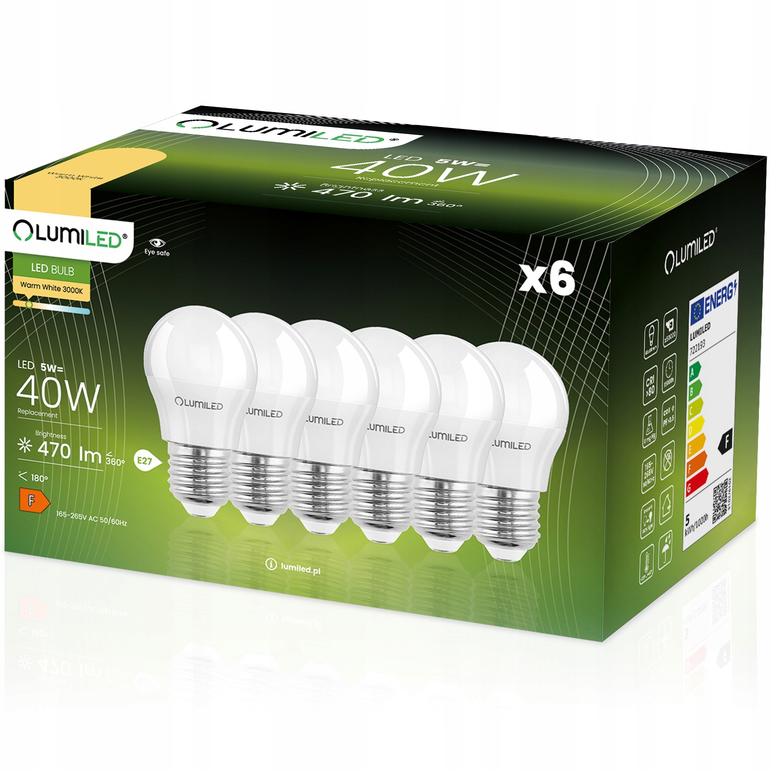 6x Żarówka Led E27 Kulka 5W 40W 3000K Lumiled