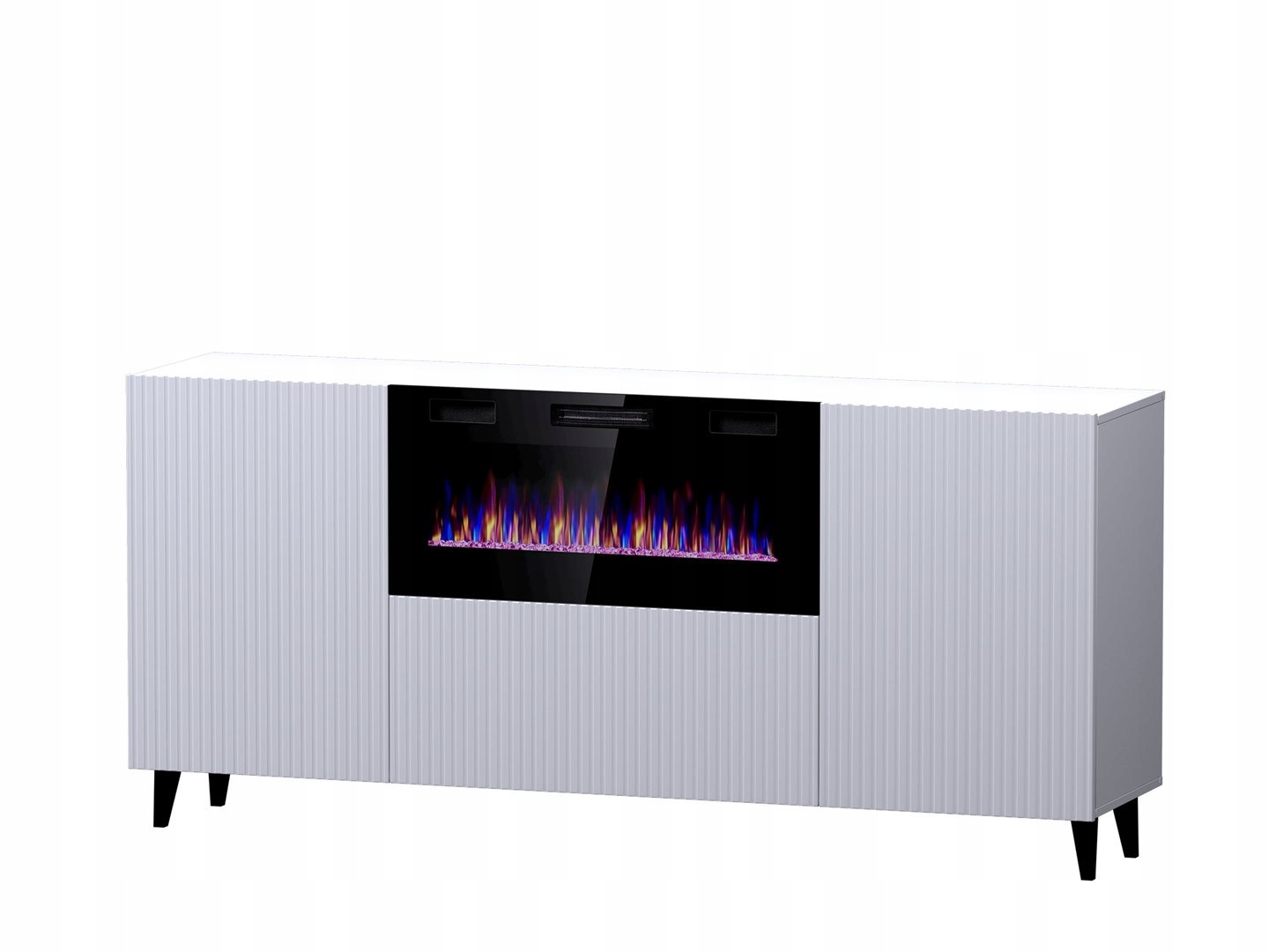 Komoda Pafos z kominkiem elektrycznym 180x42x82 biały mat