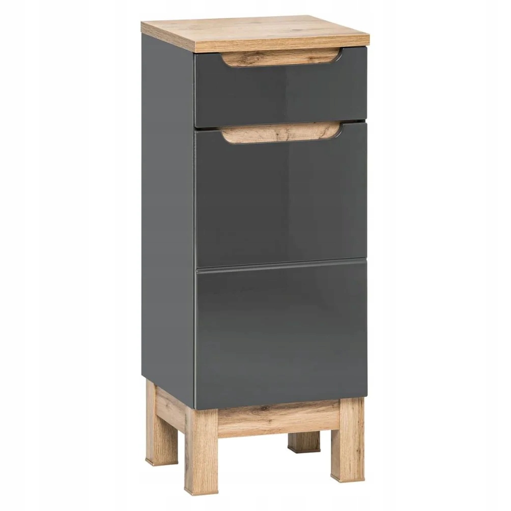 Stojący Półsłupek Szafka Niska Stojąca do Łazienki Szary Połysk Bali Gray