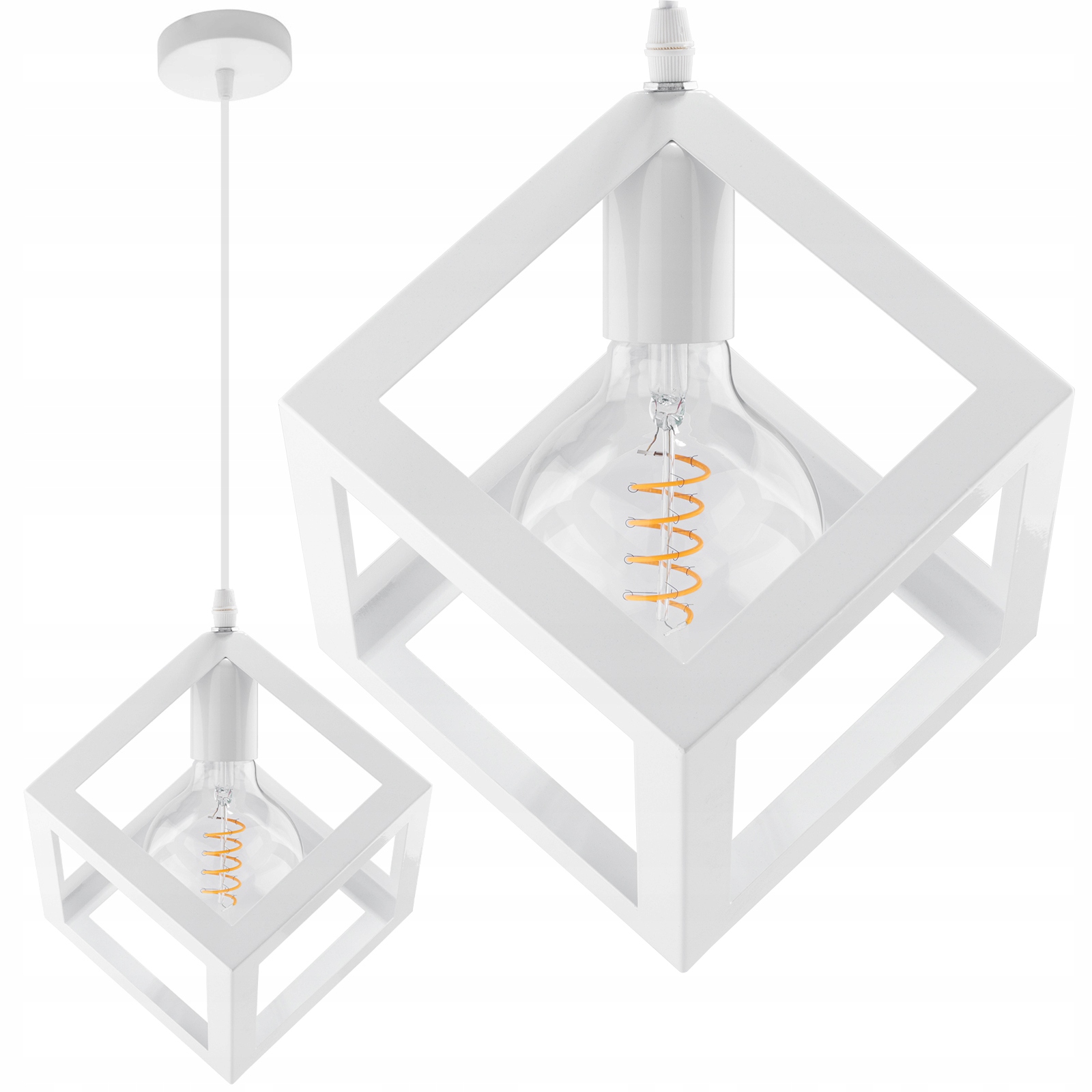 Lampa Wisząca Geometryczna Kostka Zwis E27 Loft