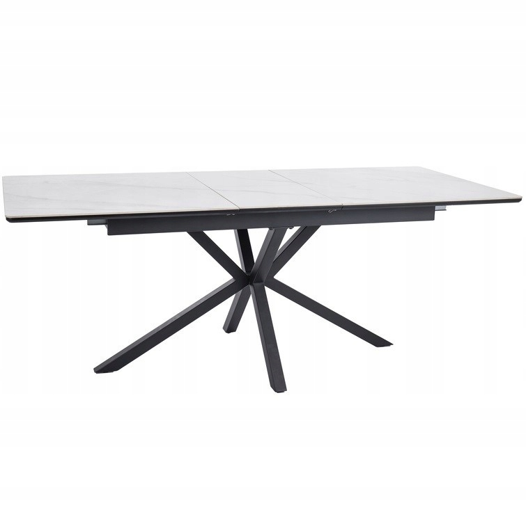 Stół Logan Ceramic 160/200x90cm Biały Mat/Czarny Mat Industrialny