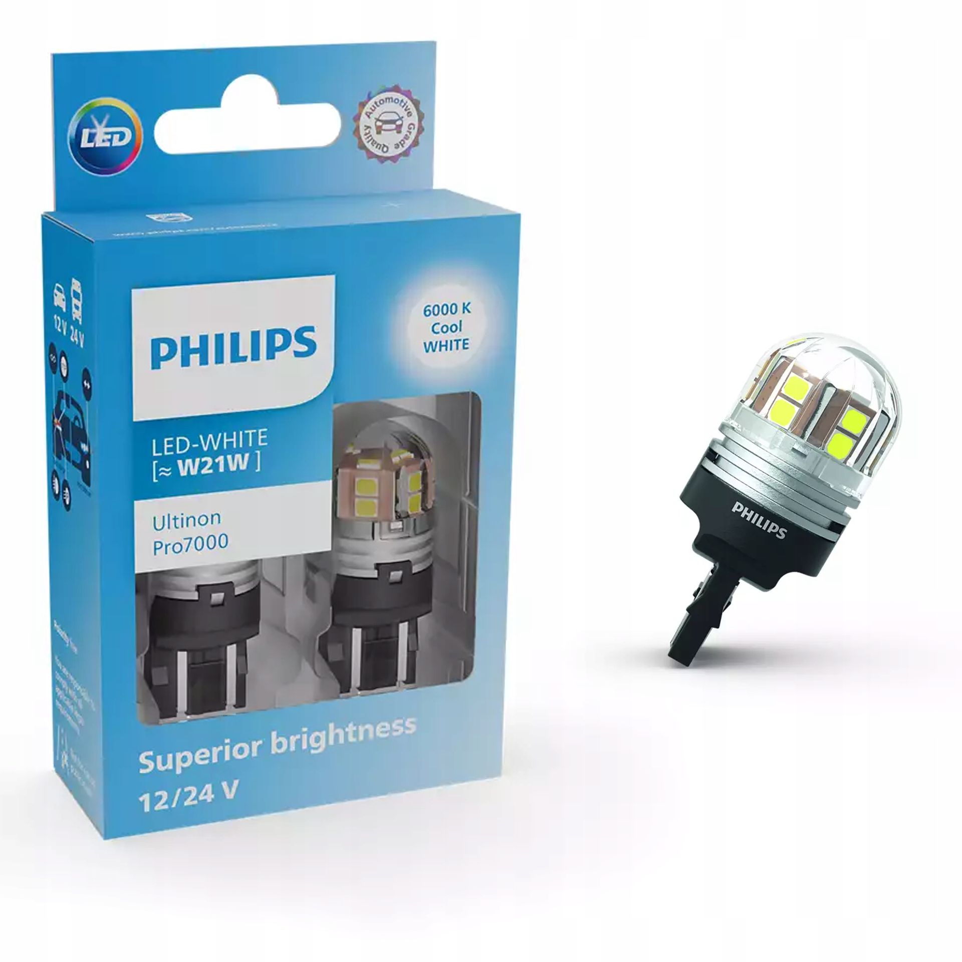 Philips żarówki Led Ultinon Pro7000 W21W 12/24V 6000K 2szt.