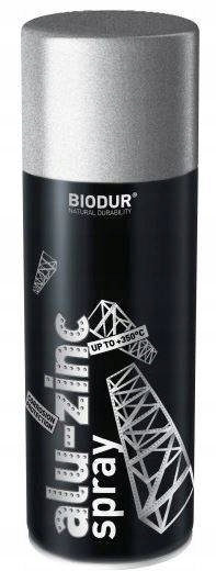 Spray Sprej Aluminium Ocynk Alu-zinc Szybkoschnący Lakier 400ML Biodur