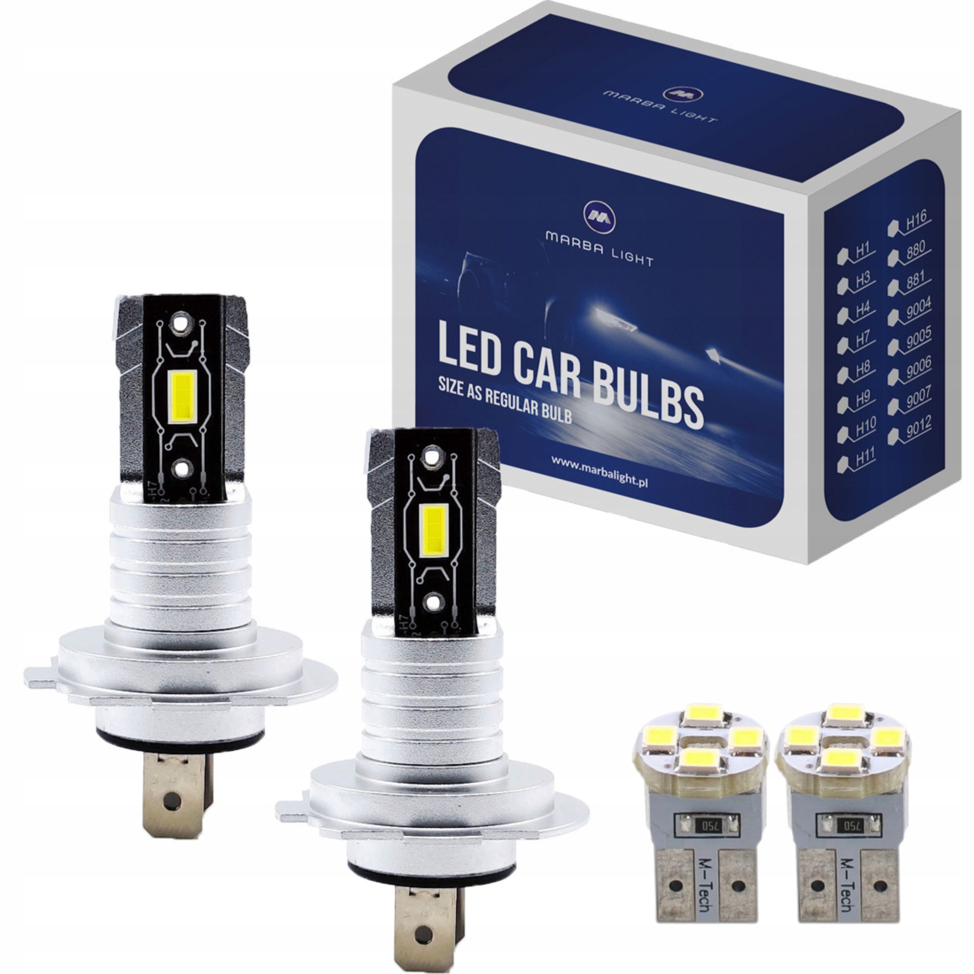 H7 Led Marba Light Rozmiar 1:1 6000K 12V-24V Ciężarowe Osobowe