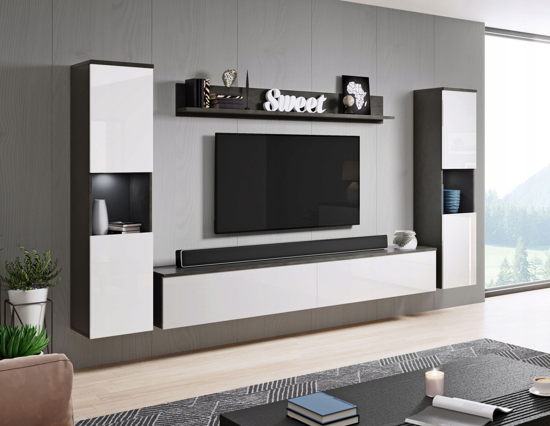 Meblościanka Harper XL matera/biały połysk