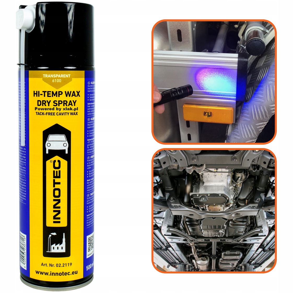 Suchy wosk przezroczysty Innotec Hi-Temp Dry Bezbarwny Spray Konserwacja Uv