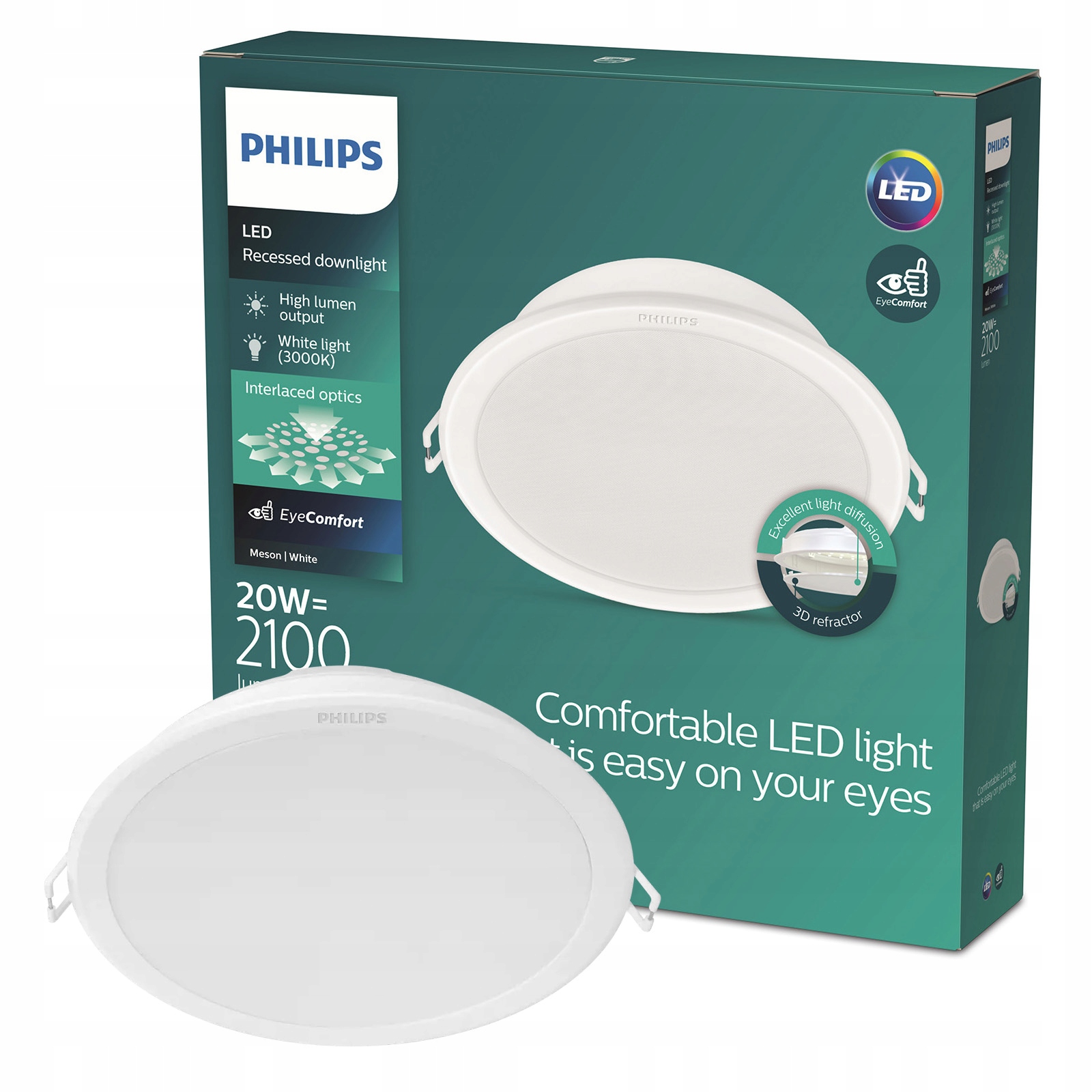 Panel Led Oprawa Podtynkowa Wpuszczana Meson 20W 3000K 19cm Okrągła