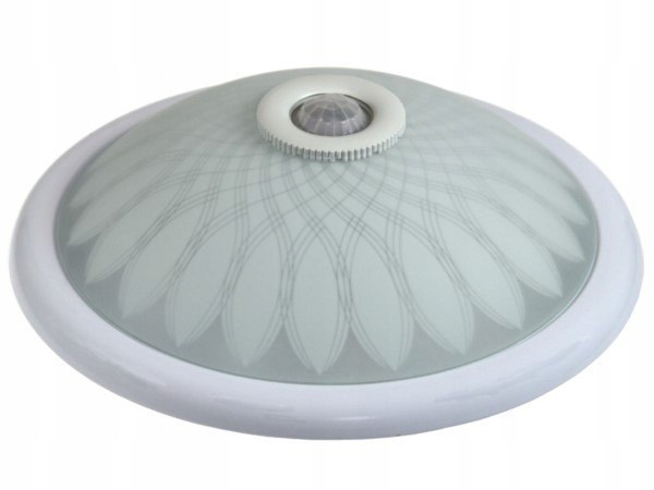 Plafon 2x40W E27 z czujnikiem Pir szkło frosted..