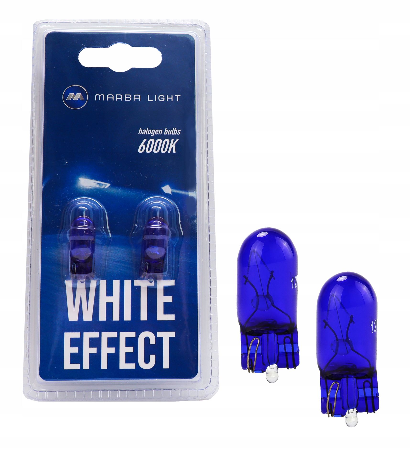 2x W5W T10 12V Marba White Effect Białe Bielsze
