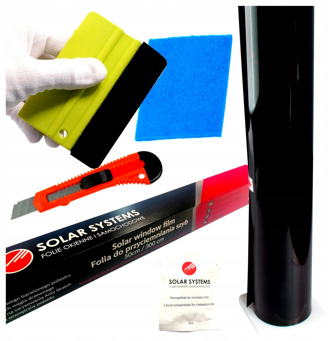 Folia do przyciemniania szyb 3mx50cm black 65% Zestaw do aplikacji