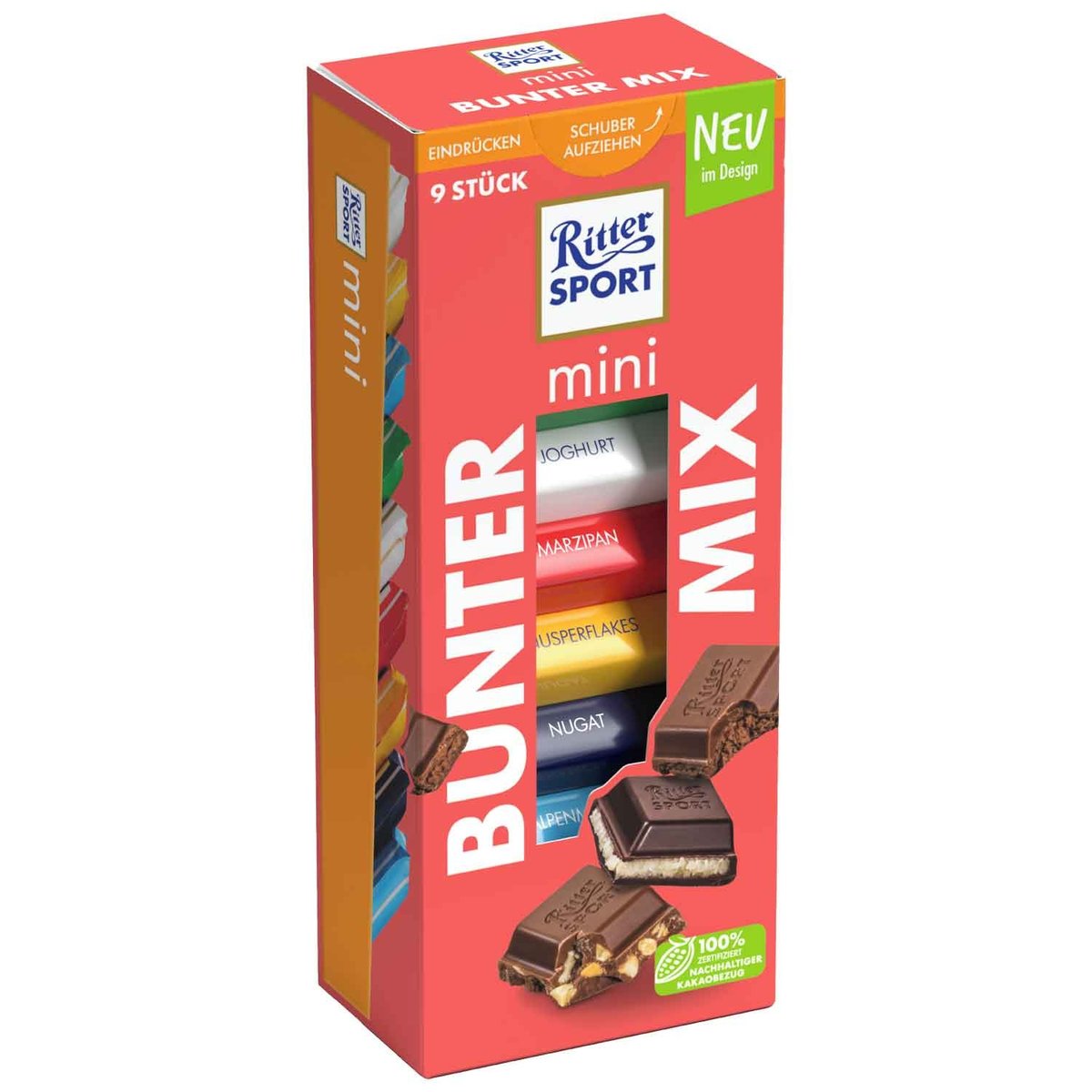 RITTER SPORT Bunter Mix mini czekoladki 9 sztuk 150g