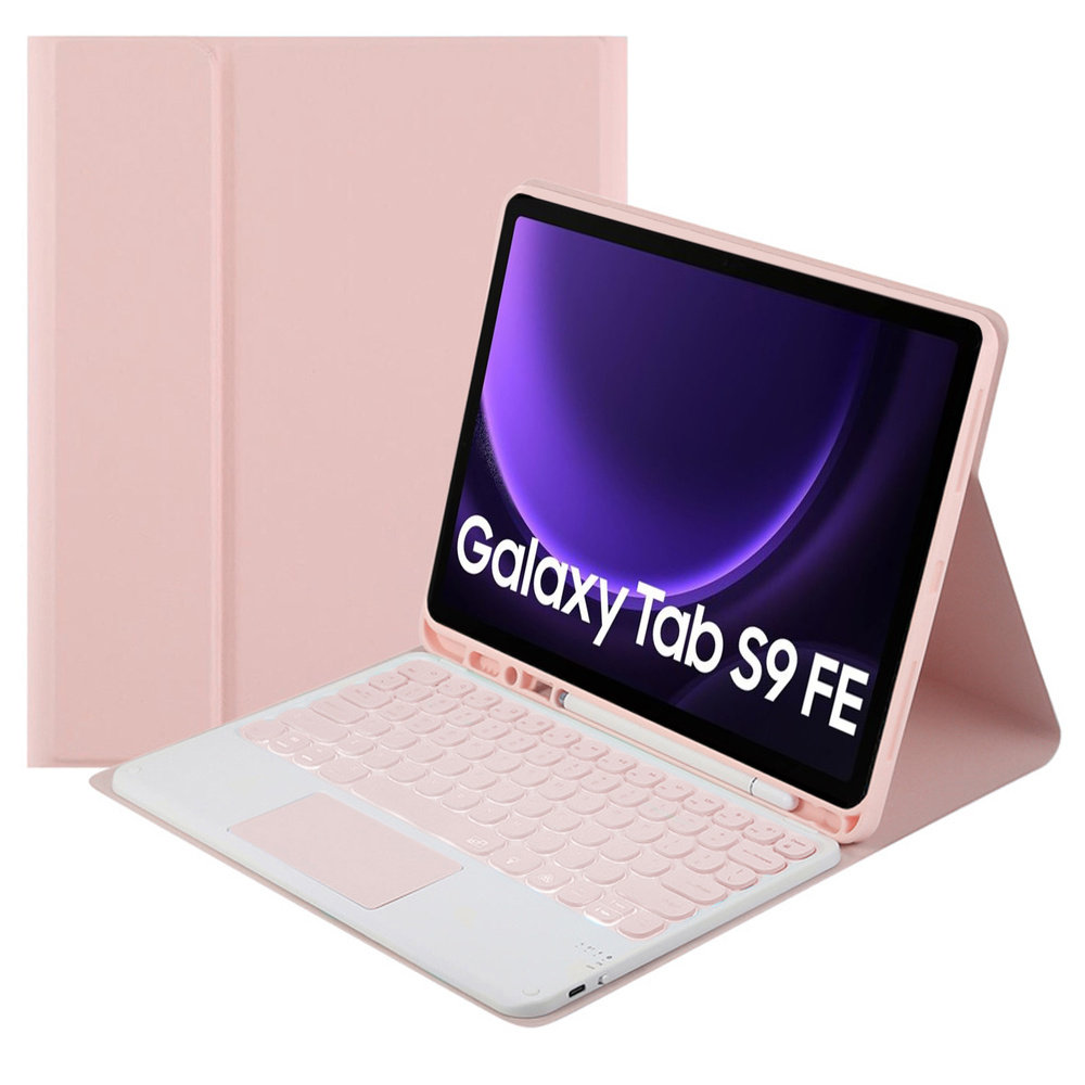 Etui z klawiaturą Bluetooth touchpad do Samsung Galaxy Tab S9 FE (Różowe)