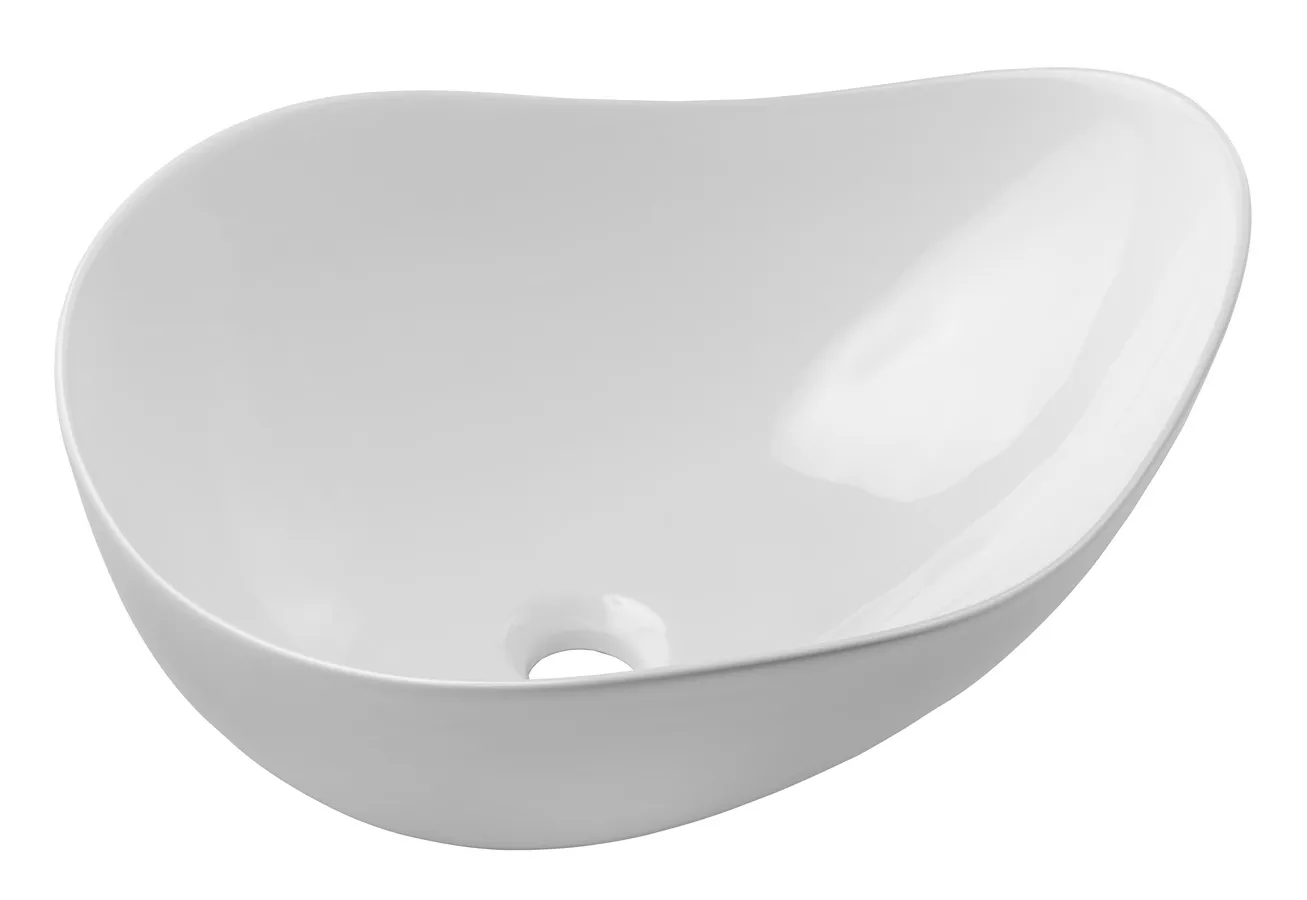 Umywalka biała ceramiczna kształcie o nieregularnym B2-S03