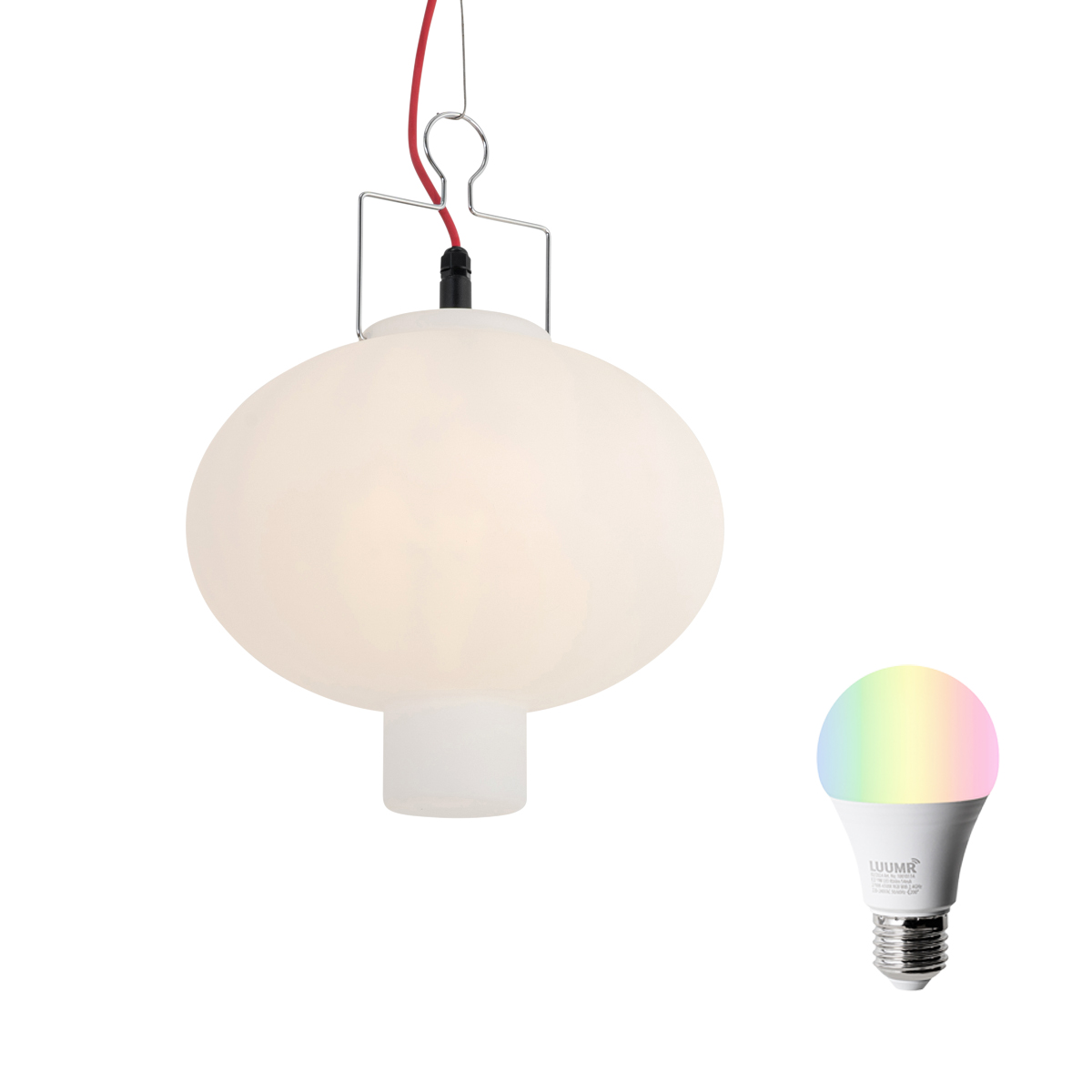 QAZQA Inteligentna lampa wisząca zewnętrzna biała 35 cm z czerwoną wtyczką, w tym Wifi A60 - Pion