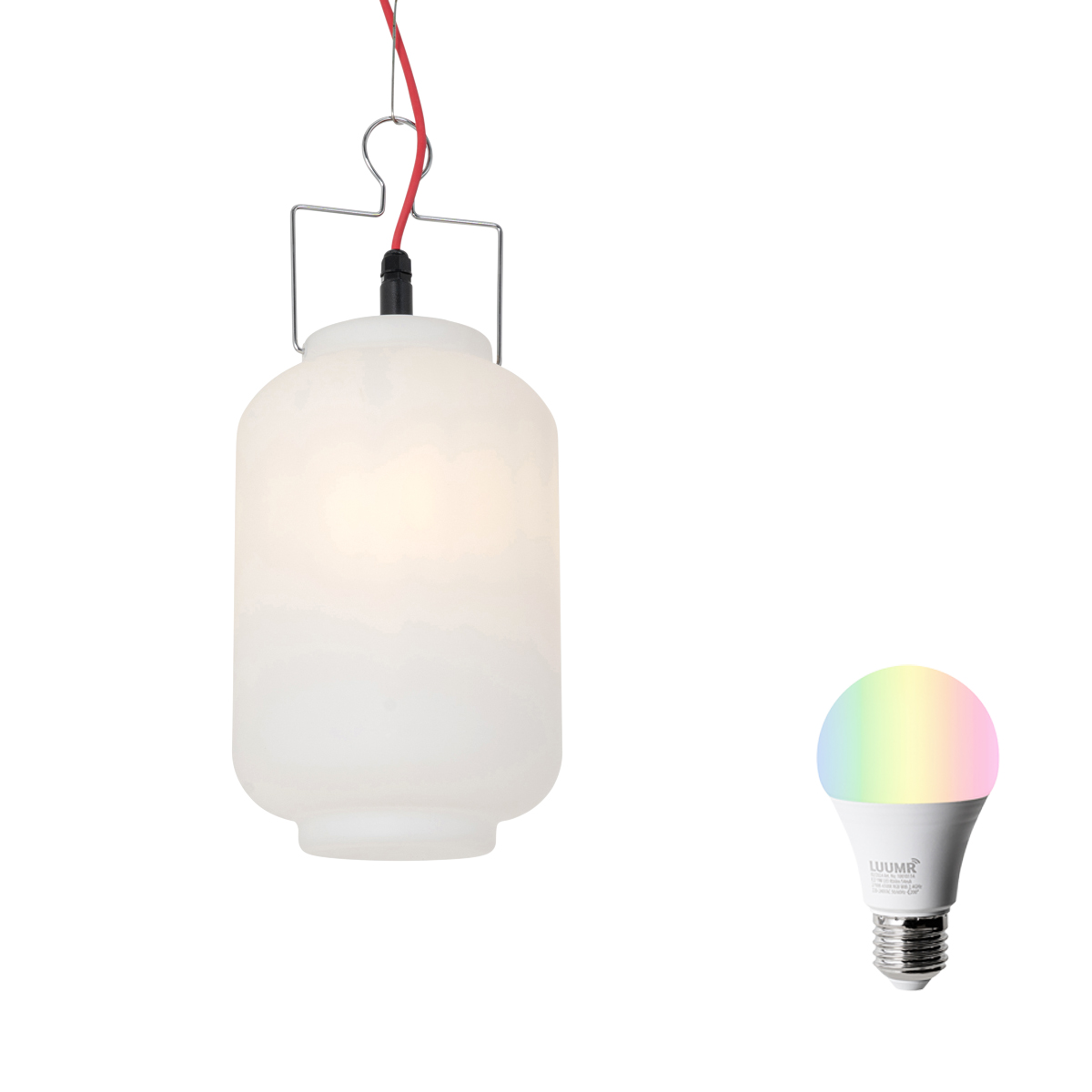 QAZQA Inteligentna wisząca lampa zewnętrzna biała 20 cm z czerwoną wtyczką, w tym Wifi A60 - Pion