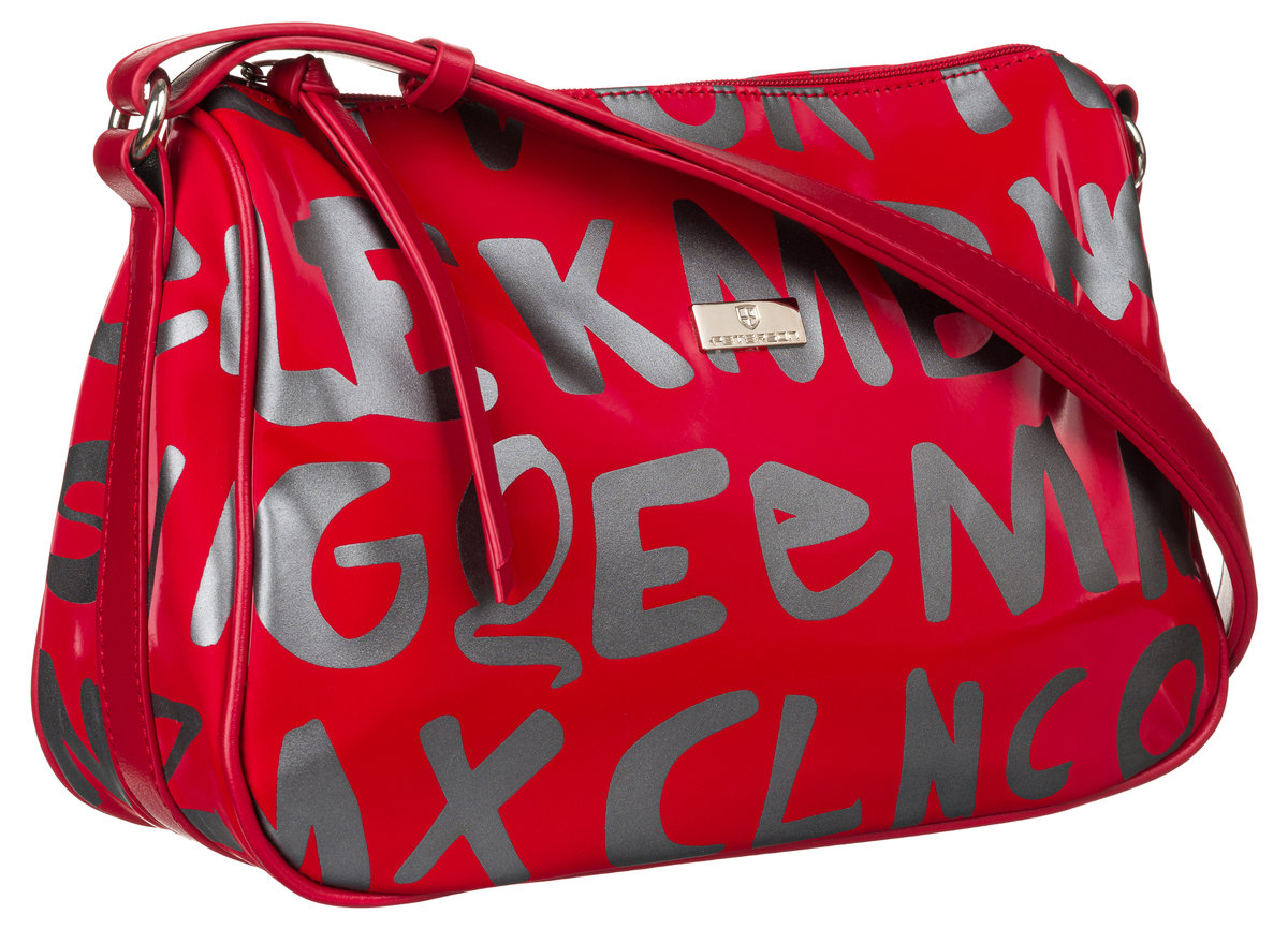 Torebka damska na suwak mała czerwona listonoszka z regulowanym paskiem kieszonki PETERSON