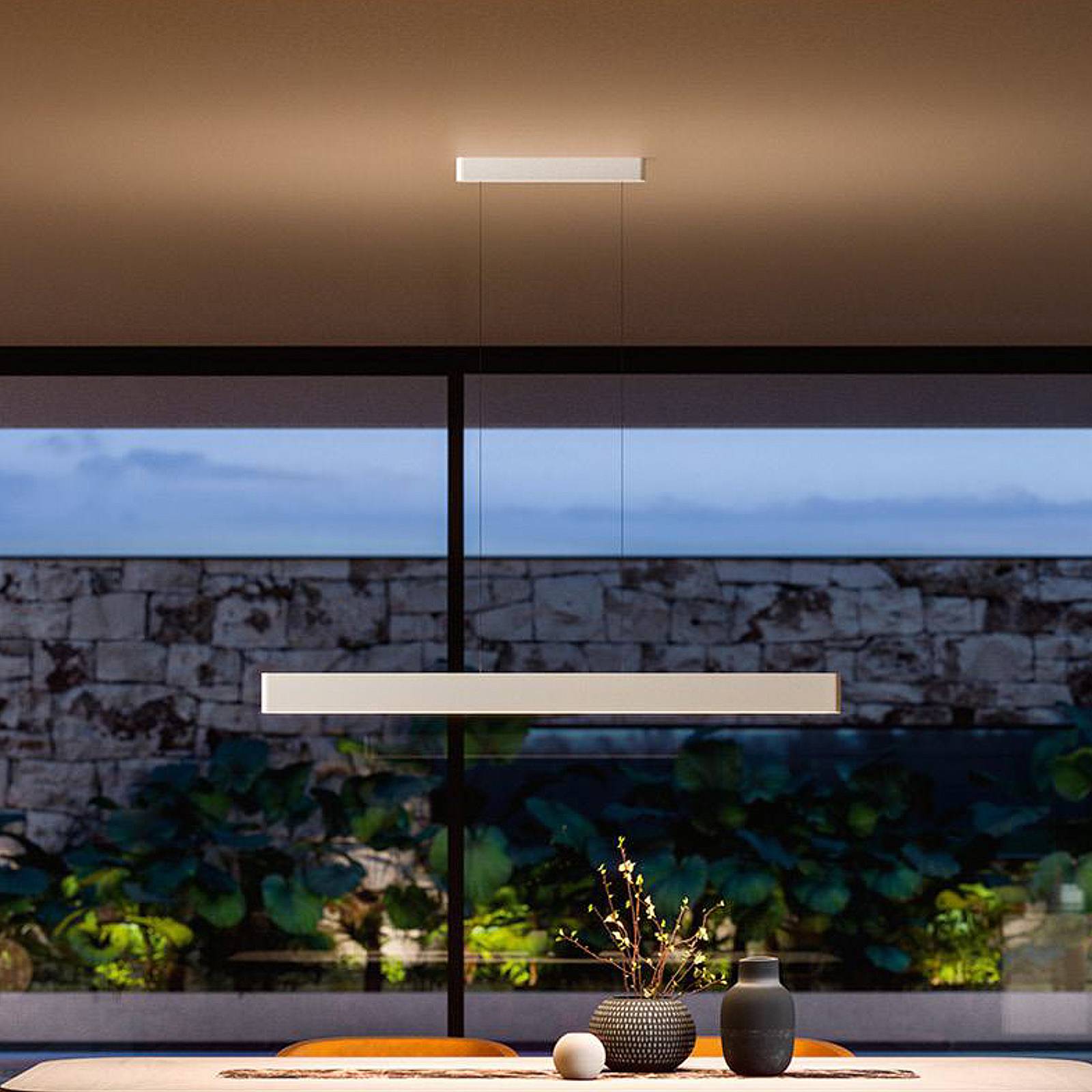 Linea Light Lampa wisząca Satori, możliwość ściemniania, biały / opal, salon / jadalnia, aluminium