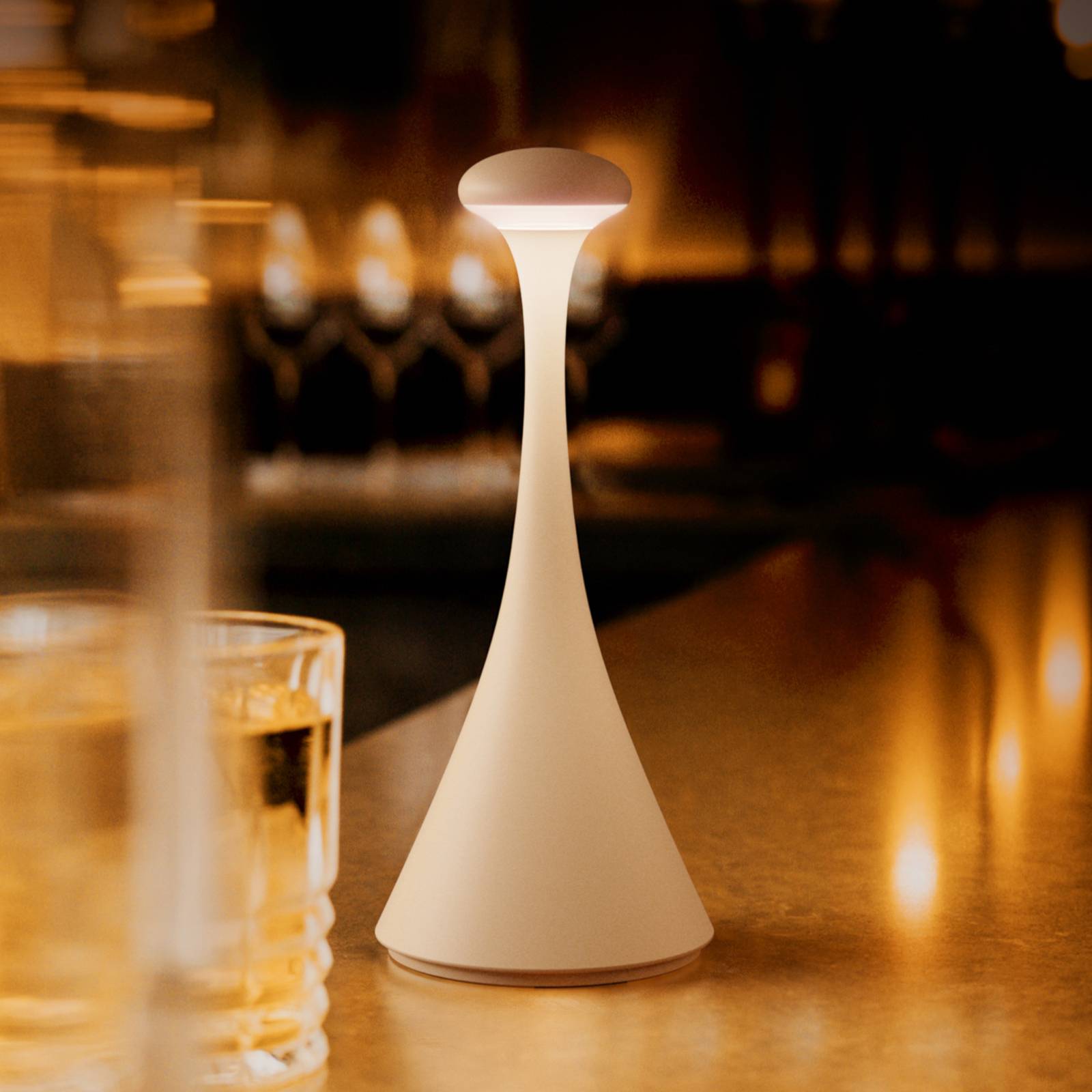 Sigor Akumulatorowa lampa stołowa LED Nudrop mini, beż wydmowy, IP54, ściemniana