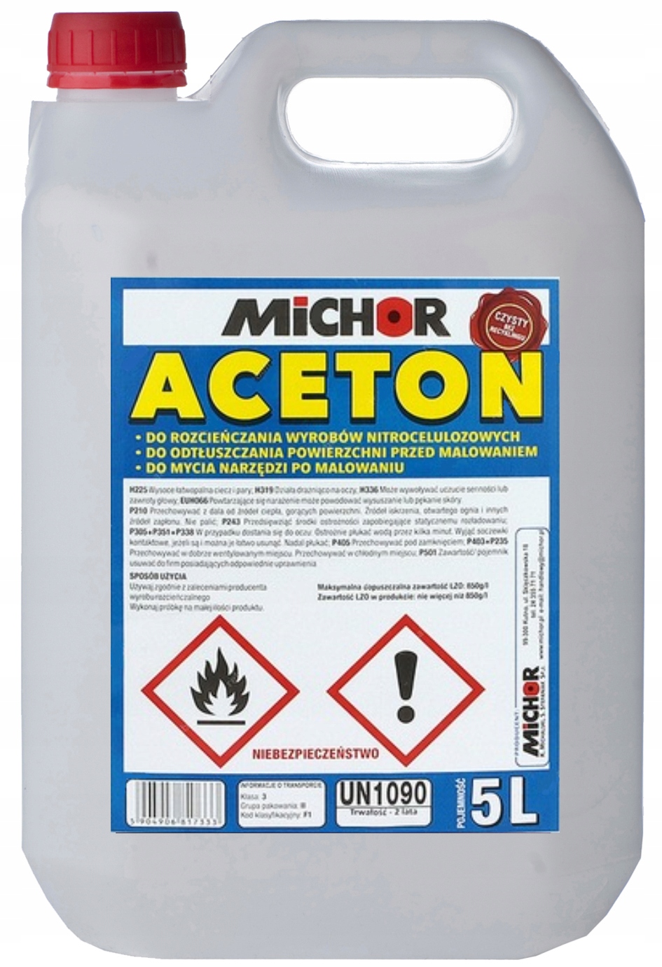 Aceton Techniczny Zmywacz Rozpuszczalnik 5L Michor