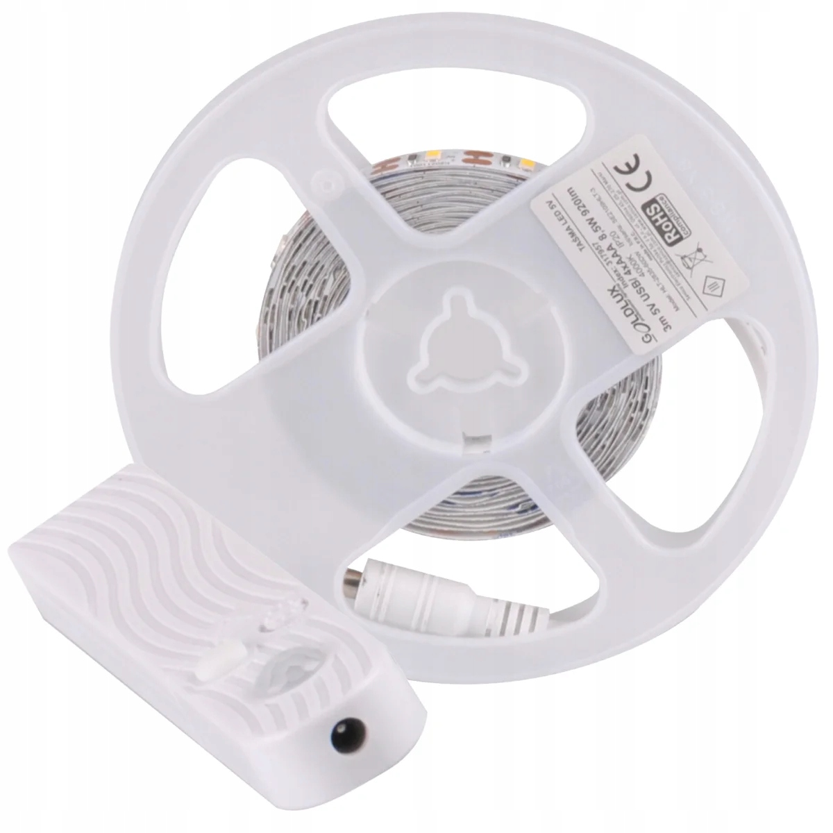 Taśma pasek Led na baterie 3m z czujnikiem ruchu port Usb neutralna Polux