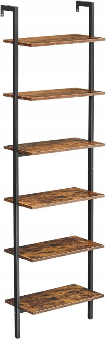 Regał W Stylu Loft Półka Drabinka Na Książki Kwiaty 6 Półek Rustykalny Brąz