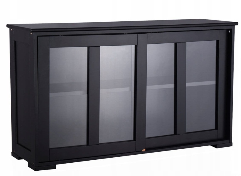 Szafka Komoda Przesuwane Drzwi Kredens 106,5 x 33 x 62,5 cm Czarna Costway