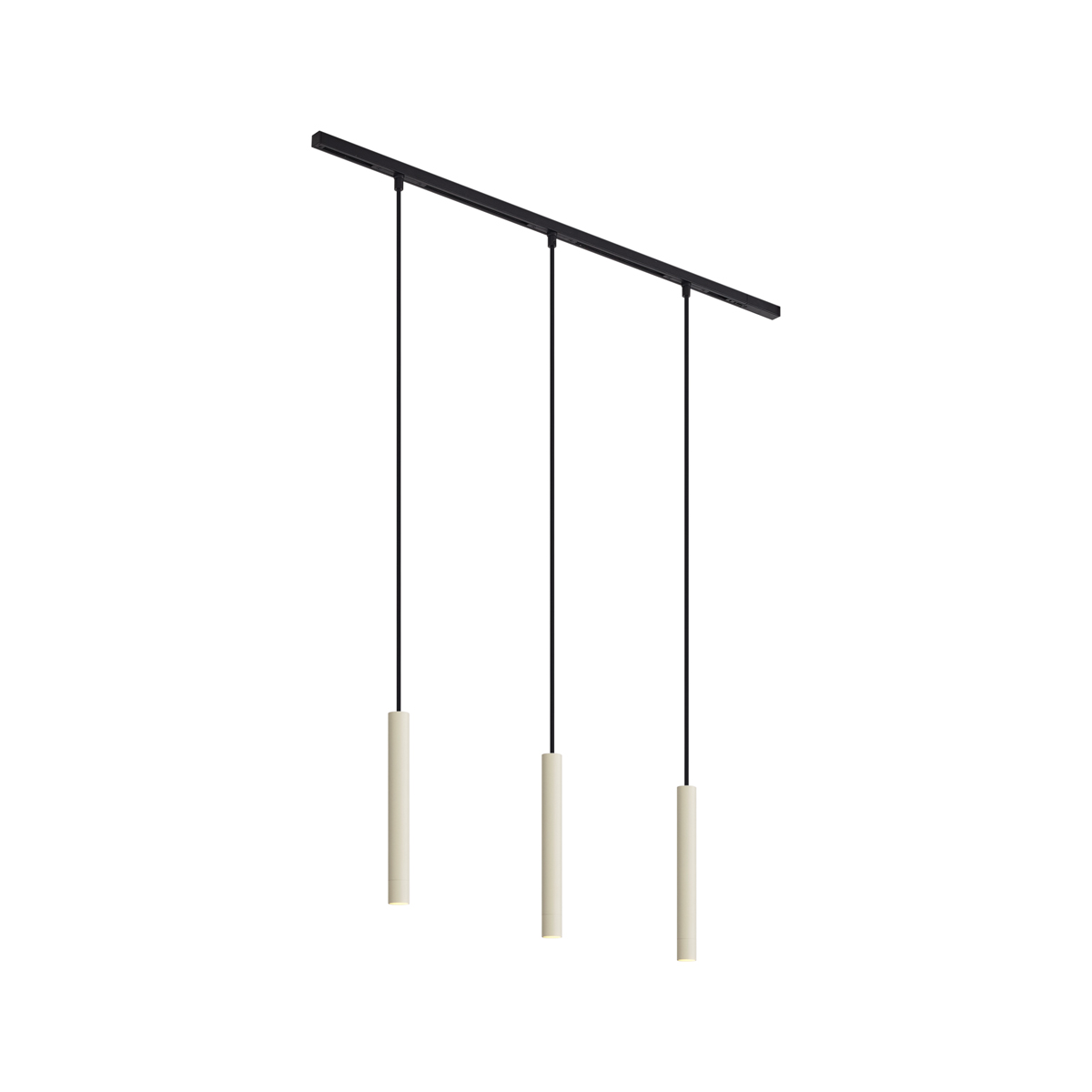 QAZQA Nowoczesny system oświetlenia szynowego z 3 lampami wiszącymi w kolorze beżowym z czarnym, jednofazowy - Slimline Keno