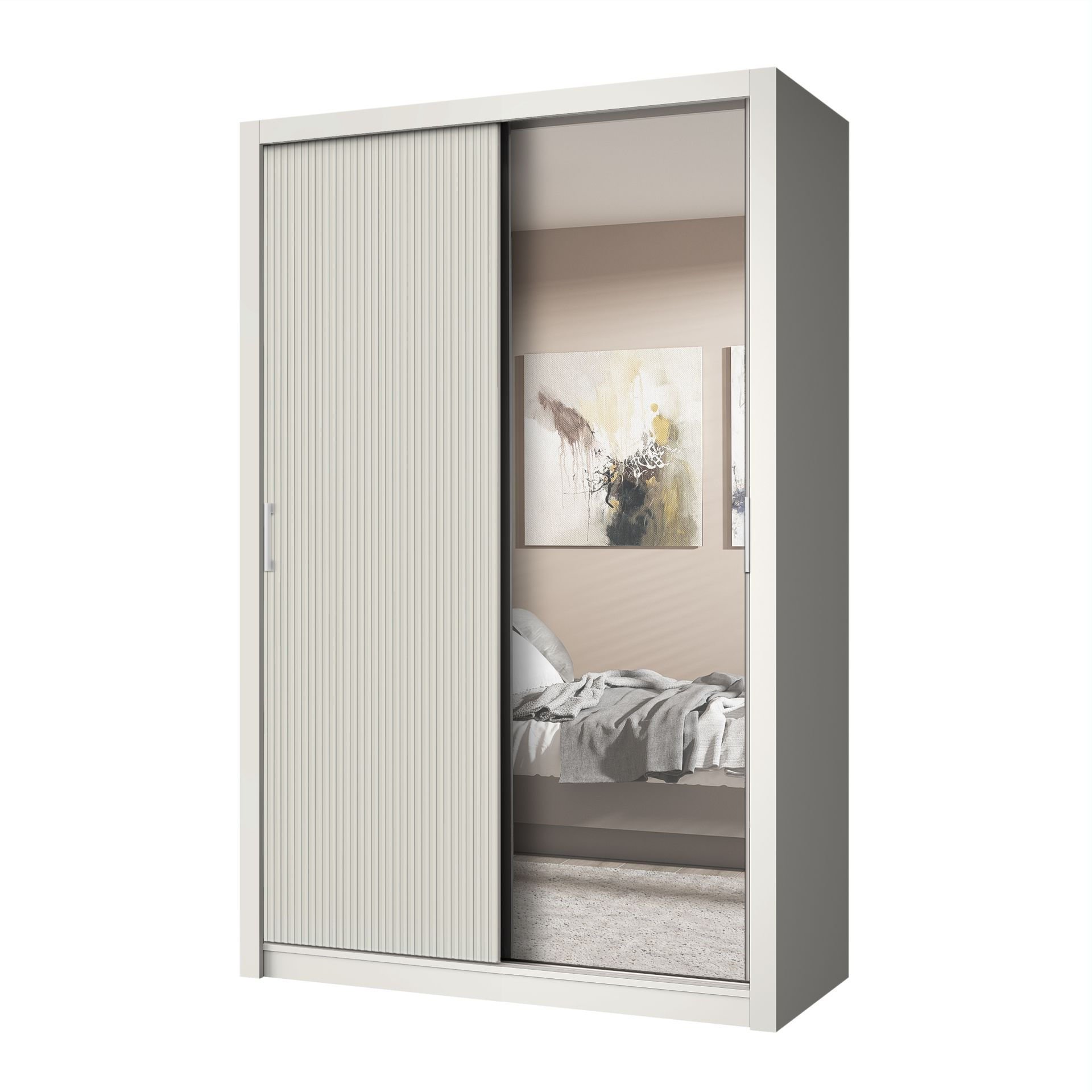 Szafa Przesuwna Milan 150X216 Kaszmir / Kaszmir Ryfla z Lustrem