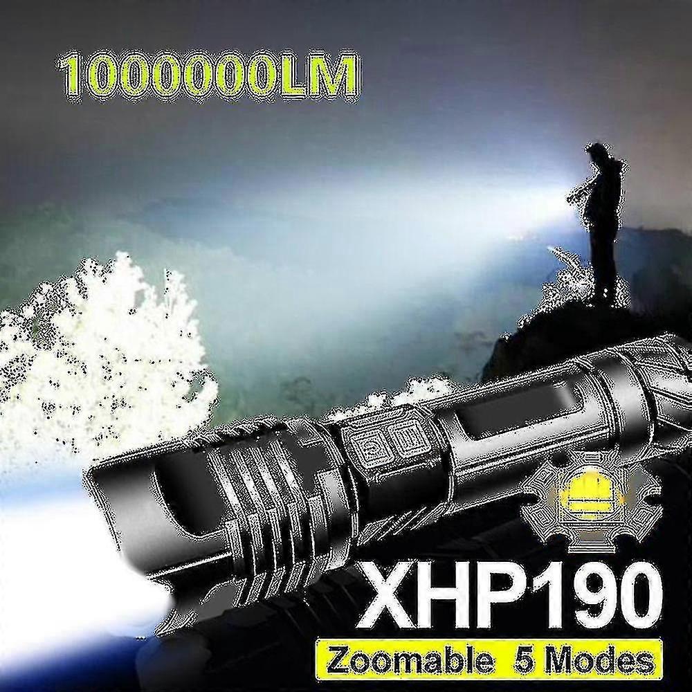 1000000 lm Super Xhp190 Potężna latarka LED 18650 Xhp90 Latarka LED Usb Akumulator taktyczny Latarka Zoom Lampa ręczna
