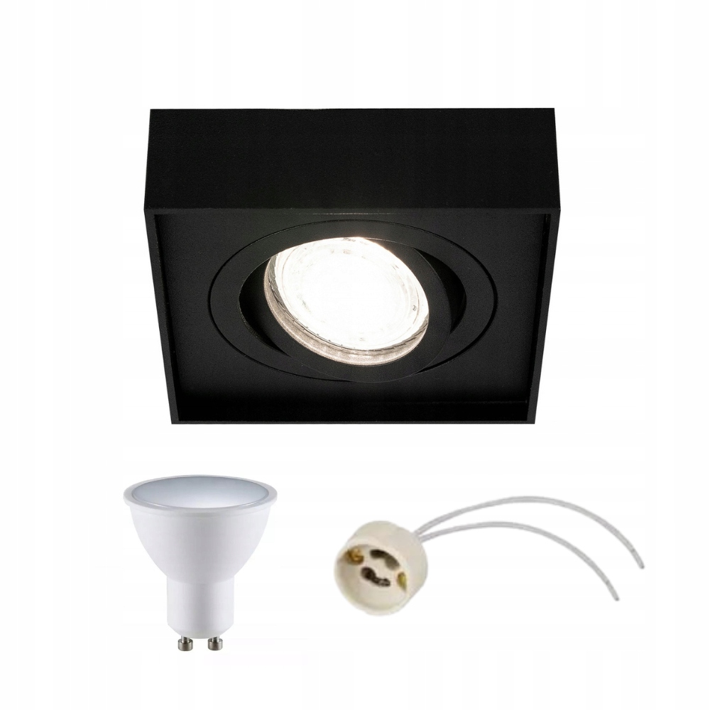 Oprawa sufitowa wpuszczana czarna żarówka gu10 ciepła