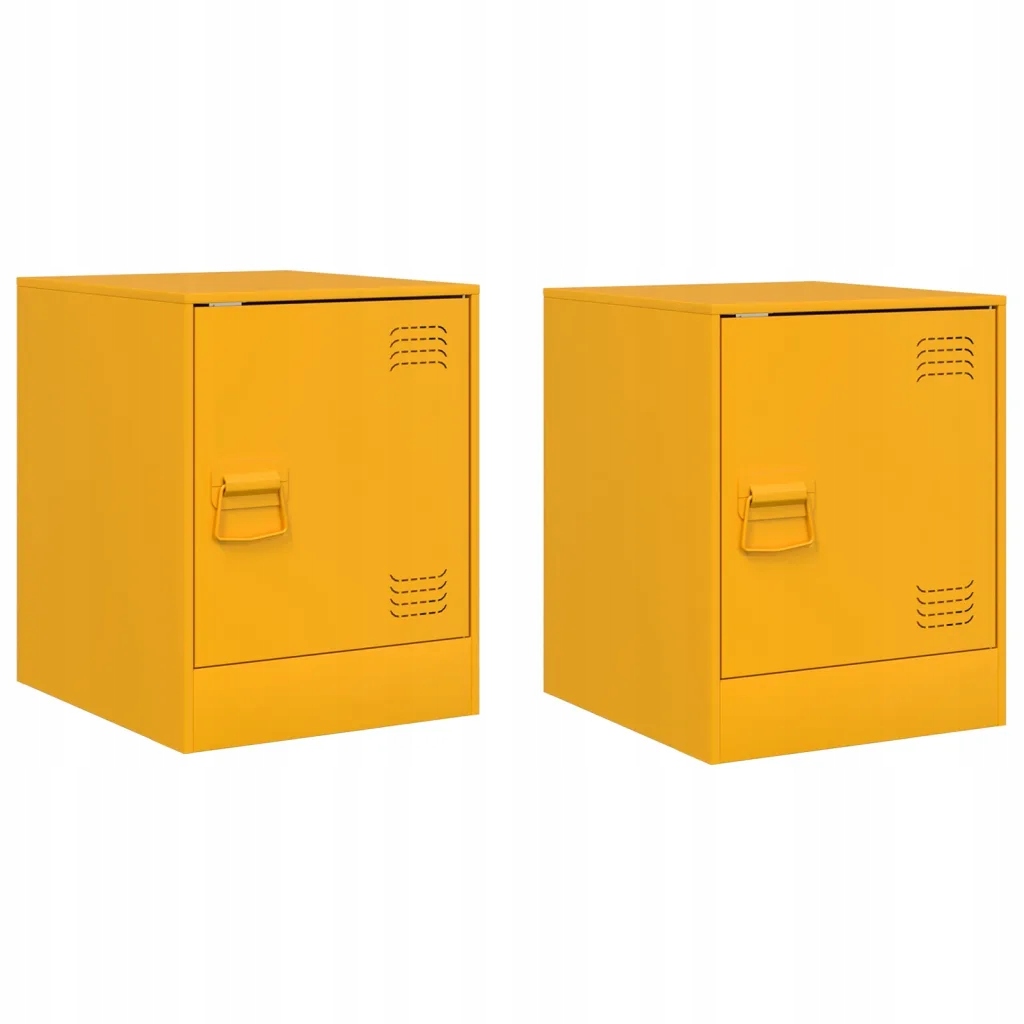 Szafki nocne, 2 szt., musztardowe, 34,5x39x44 cm, stal