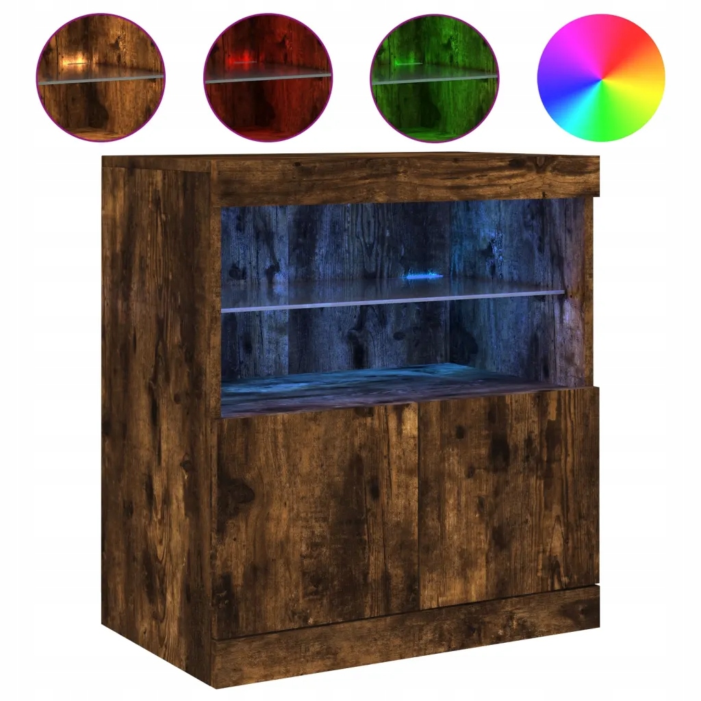 Szafka z oświetleniem Led, przydymiony dąb, 60x37x67 cm