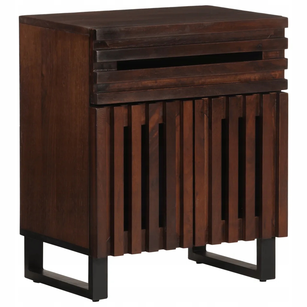 Szafka nocna, brązowa, 50x34x60 cm, lite drewno mango