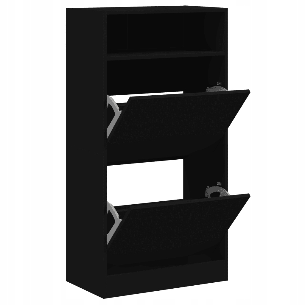 Szafka na buty, czarna, 60x34x116 cm, materiał dr
