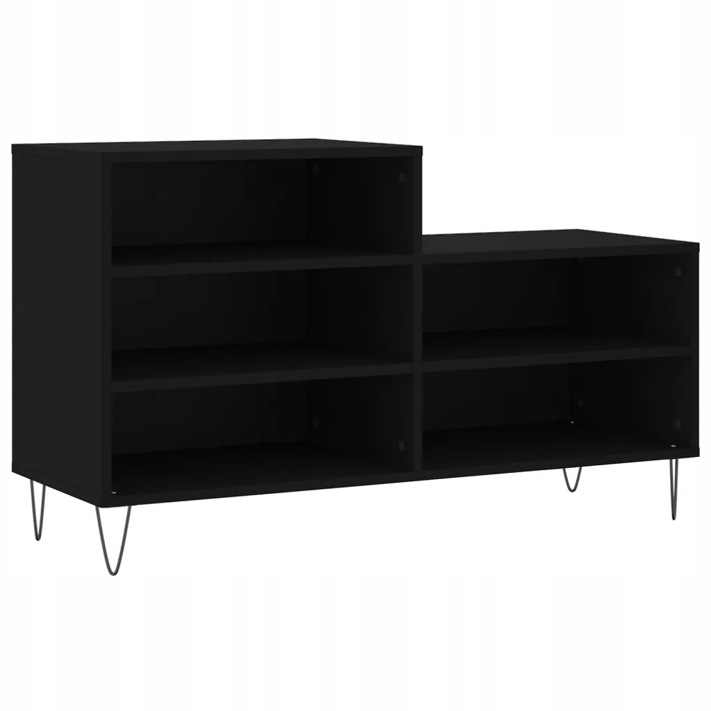 Szafka na buty, czarna, 102x36x60 cm, materiał dr