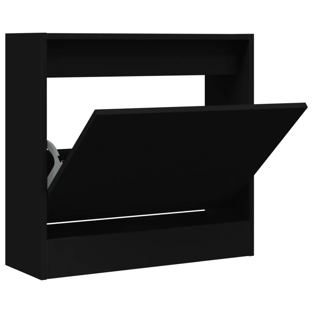 Szafka na buty, czarna, 60x21x57 cm, materiał dre