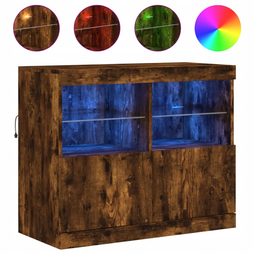 Szafka z oświetleniem Led, przydymiony dąb, 81x37x67 cm