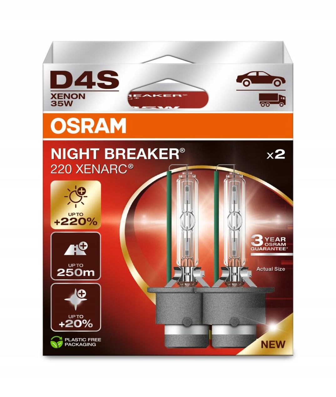 Gazowa Lampa Palnik Ksenonowy D4S Night Breaker 220 Osram 66440XN2-2HB