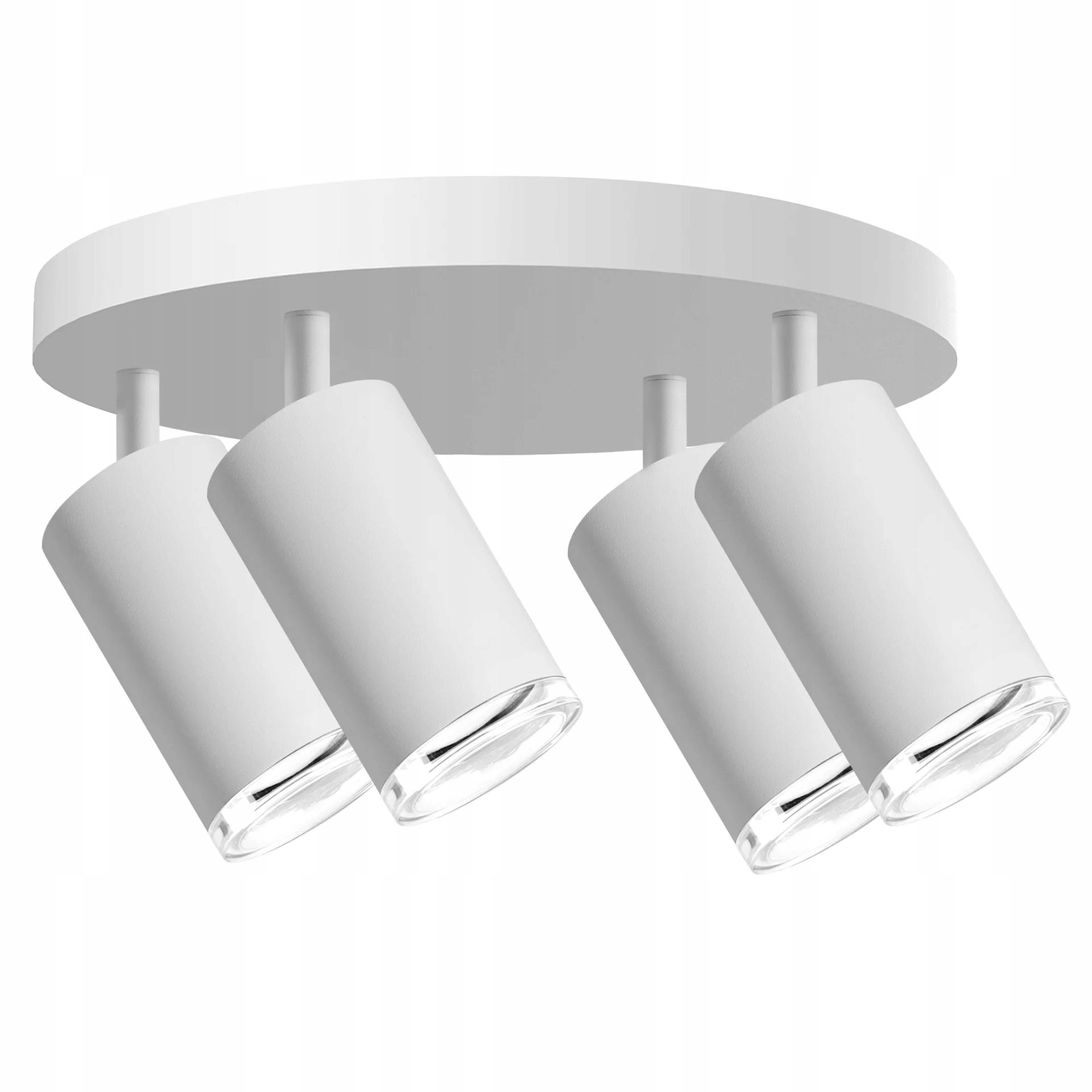 Lampa sufitowa biała 4 reflektorki regulowane okrągła 25 cm do salonu Polux