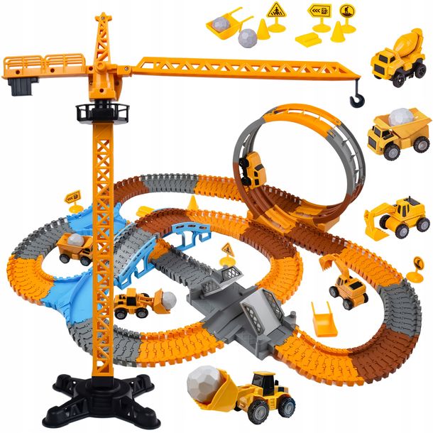 Tor Wyścigowy XXL Samochodowy Elastyczny Plac Budowlany Kolejka na Autko