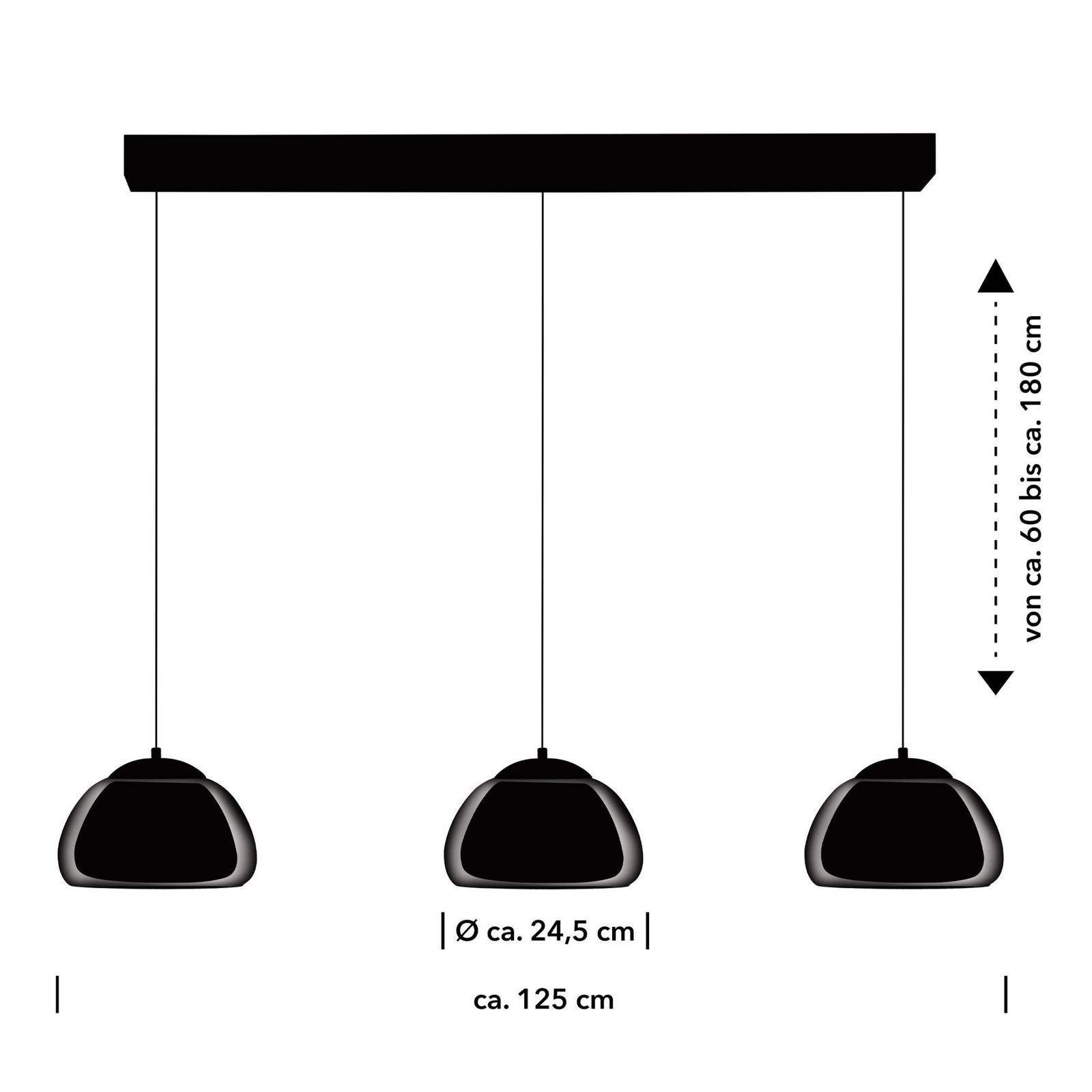 HELL Lampa wisząca Luxxo LED, czarna, 3-punktowa, pilot