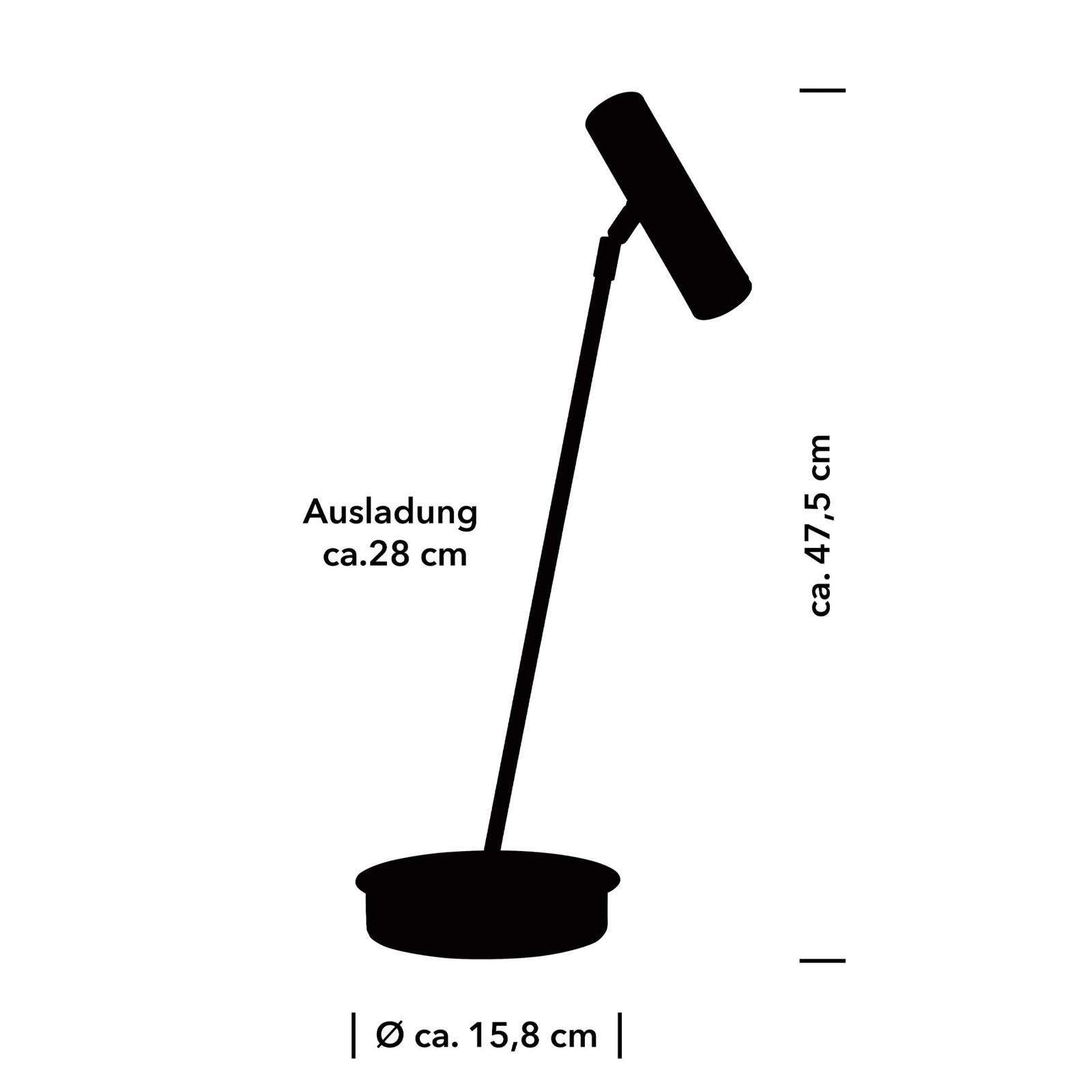 HELL Lampa stołowa LED Tom Pro, czarna, wysokość 47 cm, CCT, ściemniana