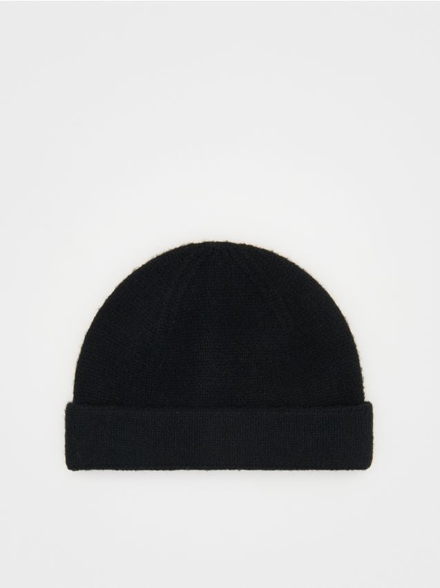 Reserved - Czapka beanie z domieszką wełny - czarny