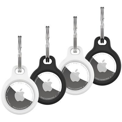Etui FIXED Silky do Apple AirTag 4szt. (2x Czarny + 2x Biały)
