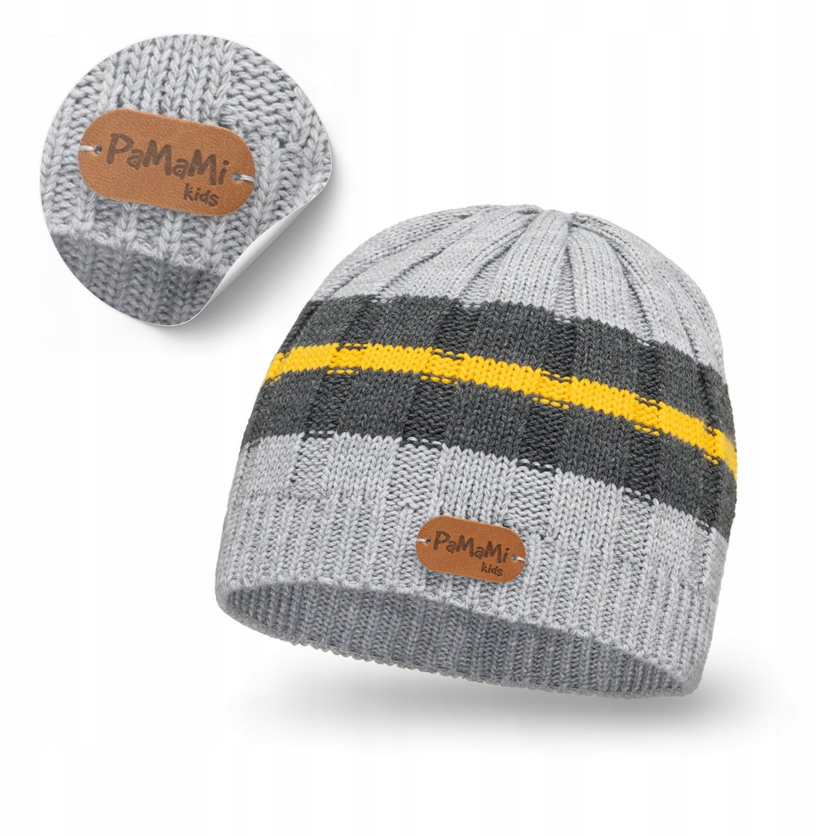 Czapka Zimowa Dziecięce Szara Beanie PaMaMi dla Chłopca i Dziewczynki