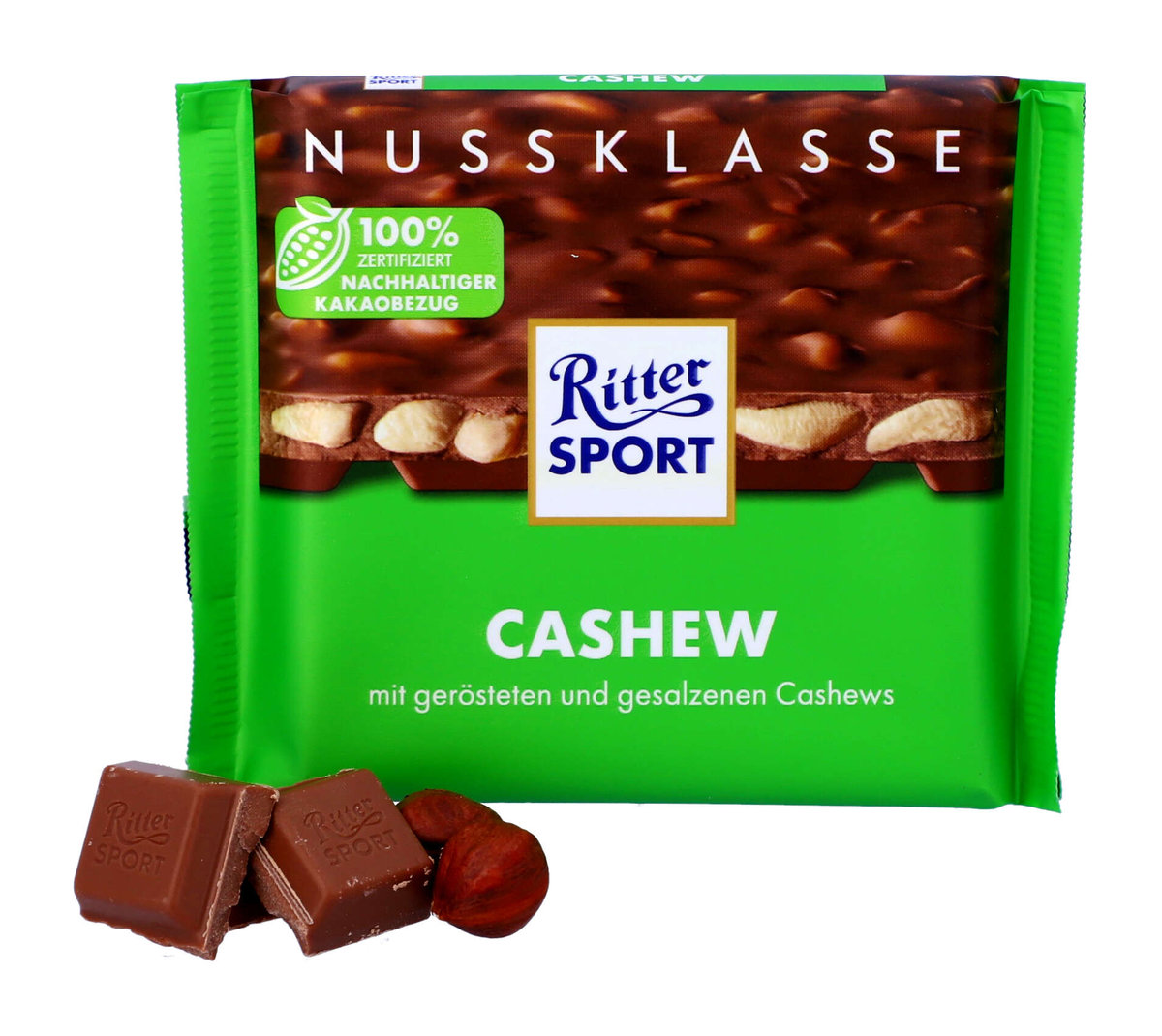 Ritter Sport, czekolada mleczna, orzechy nerkowca, 100g